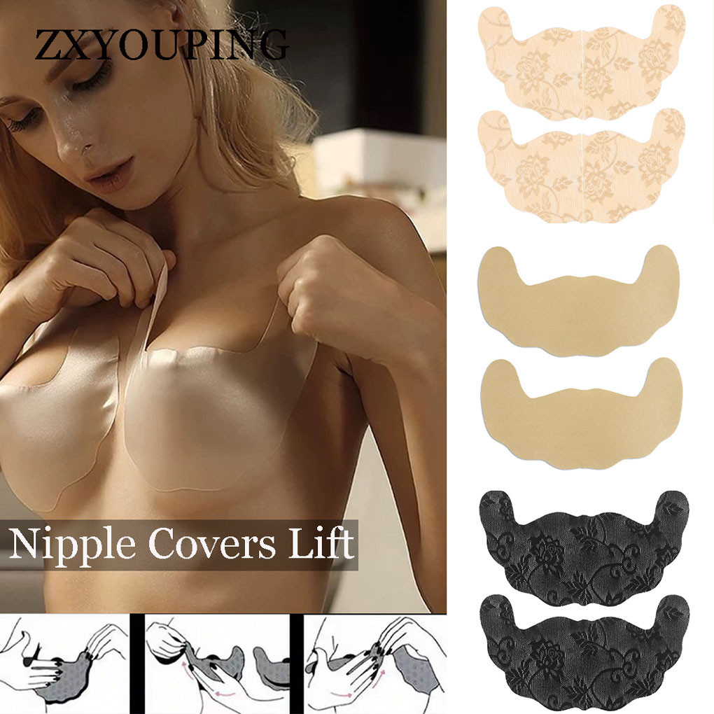 Silicone Bra Adhesive - 5 Paar Spitzen-Nippelabdeckungen, selbstklebendes Bruststraffungsband, Push-Up,