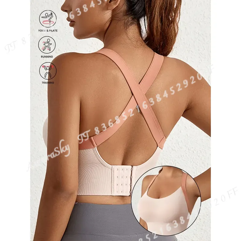 Sports Bra High Impact - Damen High-Impact Sport-BH Push-Up Gym-Top Rückenverschluss